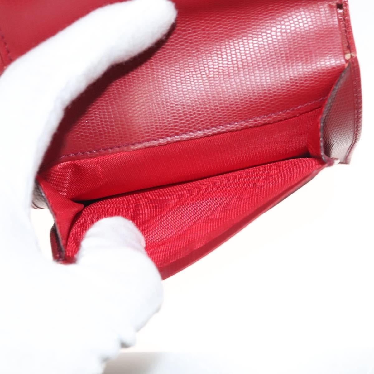 Celine Circle Logo Compact Leather Red Leather Wallets Accessory (Pre-Owned)