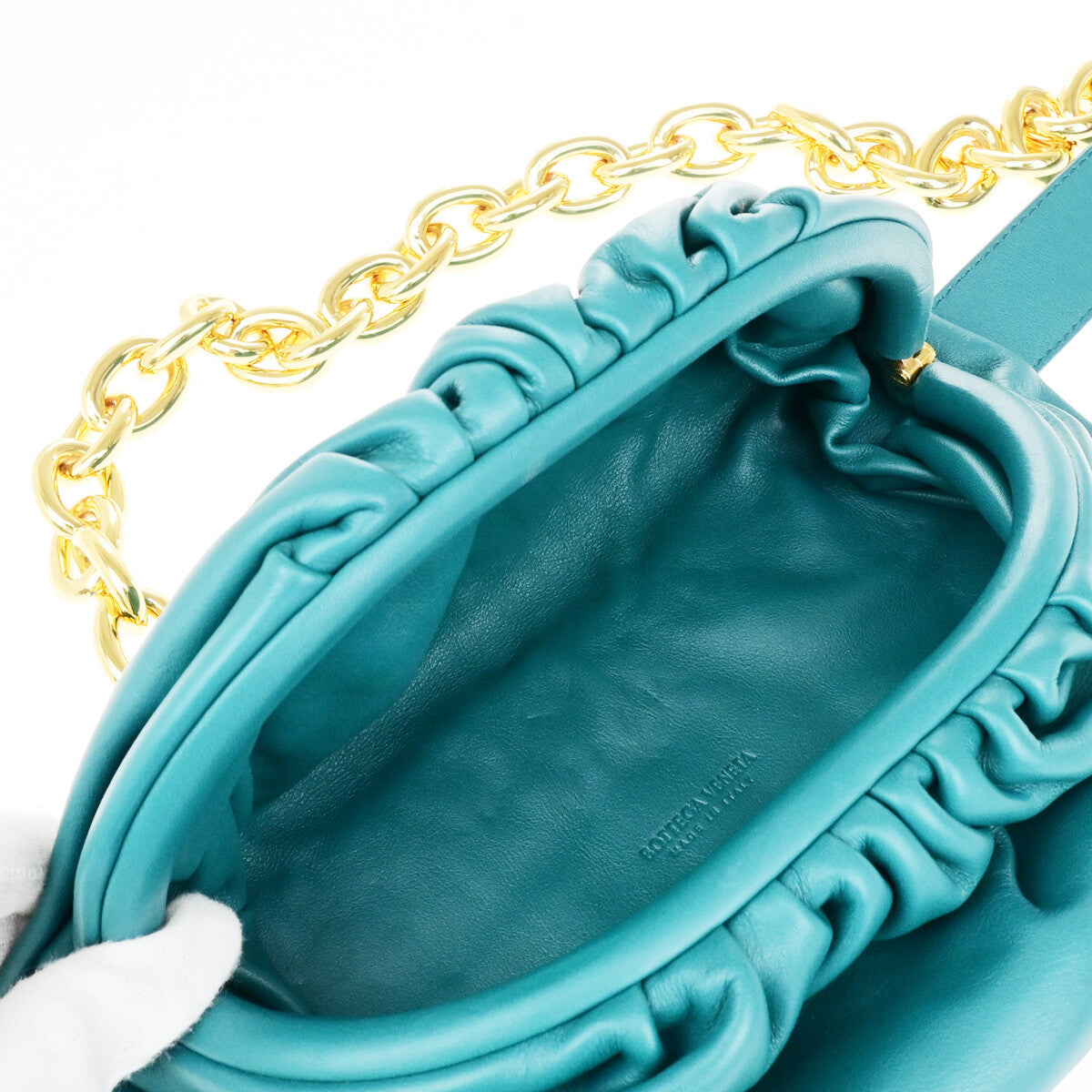 Bottega Veneta The Chain Leather Green Leather Bag (Pre-Owned)
