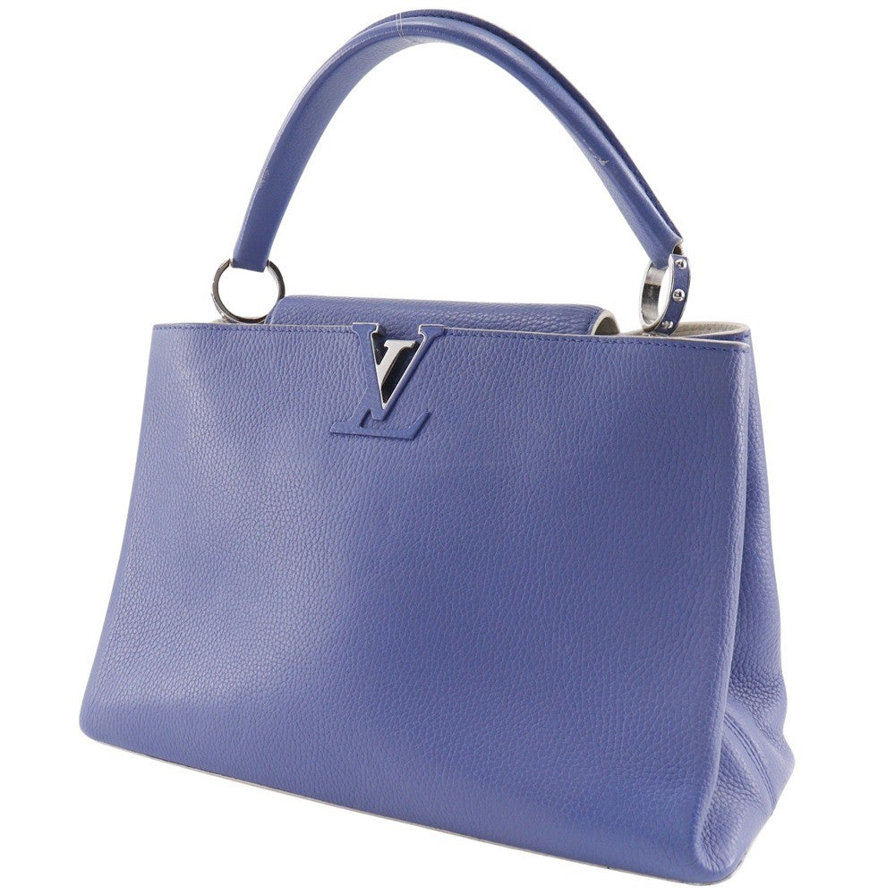 Louis Vuitton Capucines Leather Blue Leather Handbag (Pre-Owned)