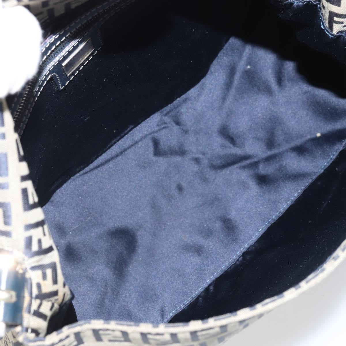 Fendi Mamma Baguette Zucca Jacquard Velvet Navy Canvas Shoulder Bag Bag (Pre-Owned)