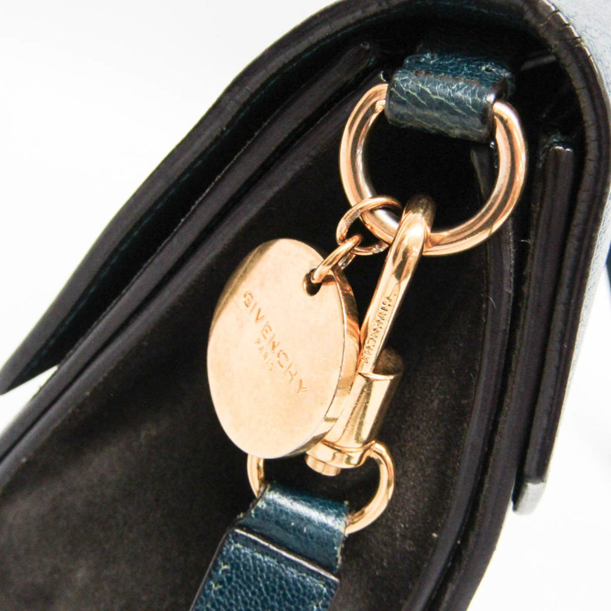 Givenchy Gv3 Flap Leather With Suede Blue Leather Handbag (Pre-Owned)