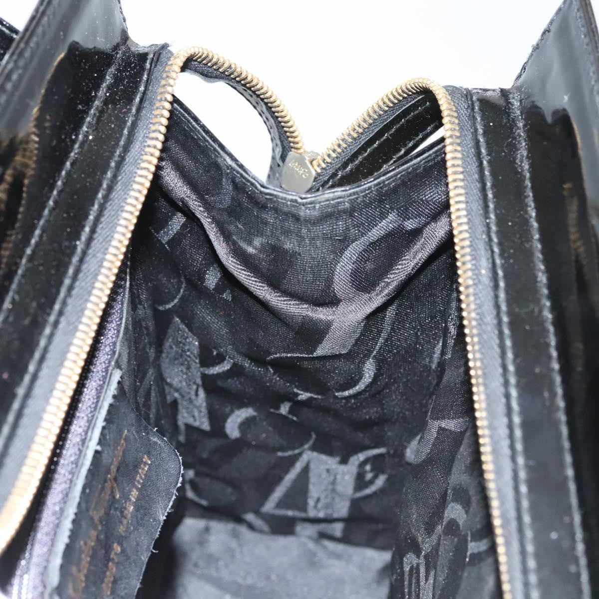 Salvatore Ferragamo Vala Patent Leather Black Patent_Leather Shoulder Bag Bag (Pre-Owned)