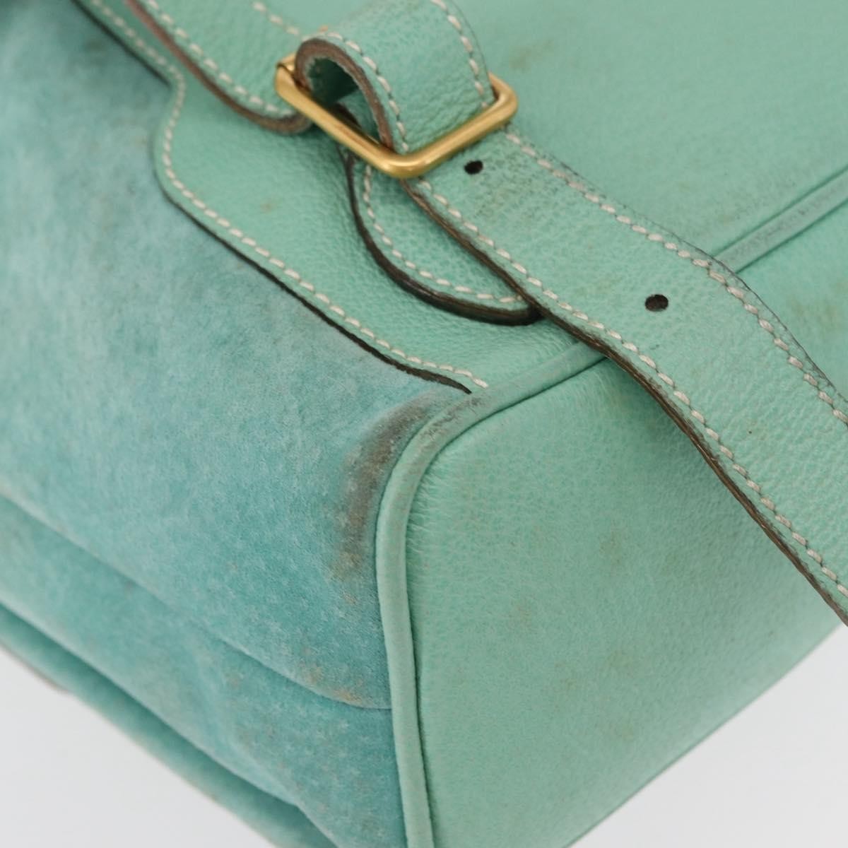 Gucci Vintage Bamboo Suede Green Suede Backpack Bag (Pre-Owned)