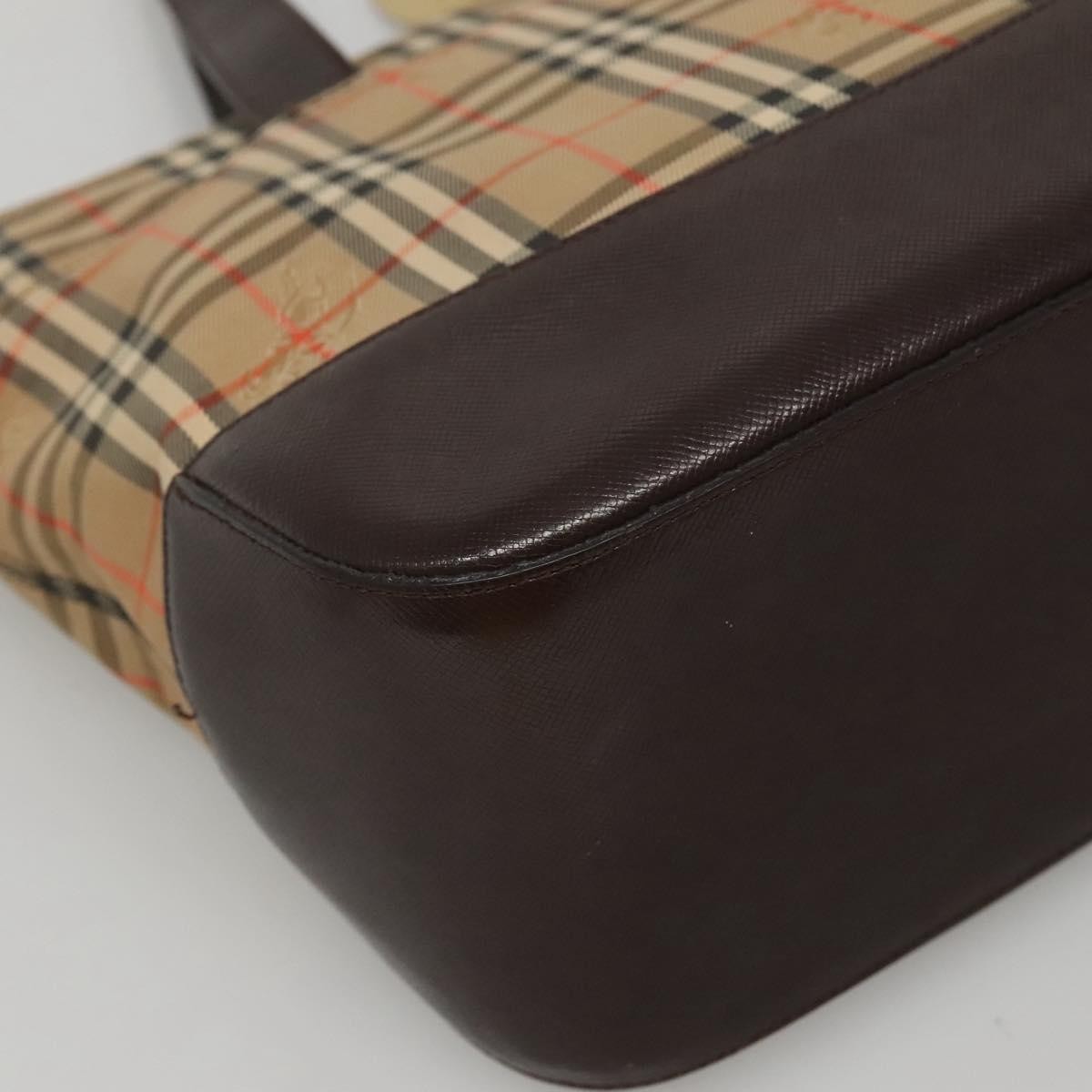 Burberry Nova Check Tote Canvas Check Pattern Beige Canvas Handbag (Pre-Owned)