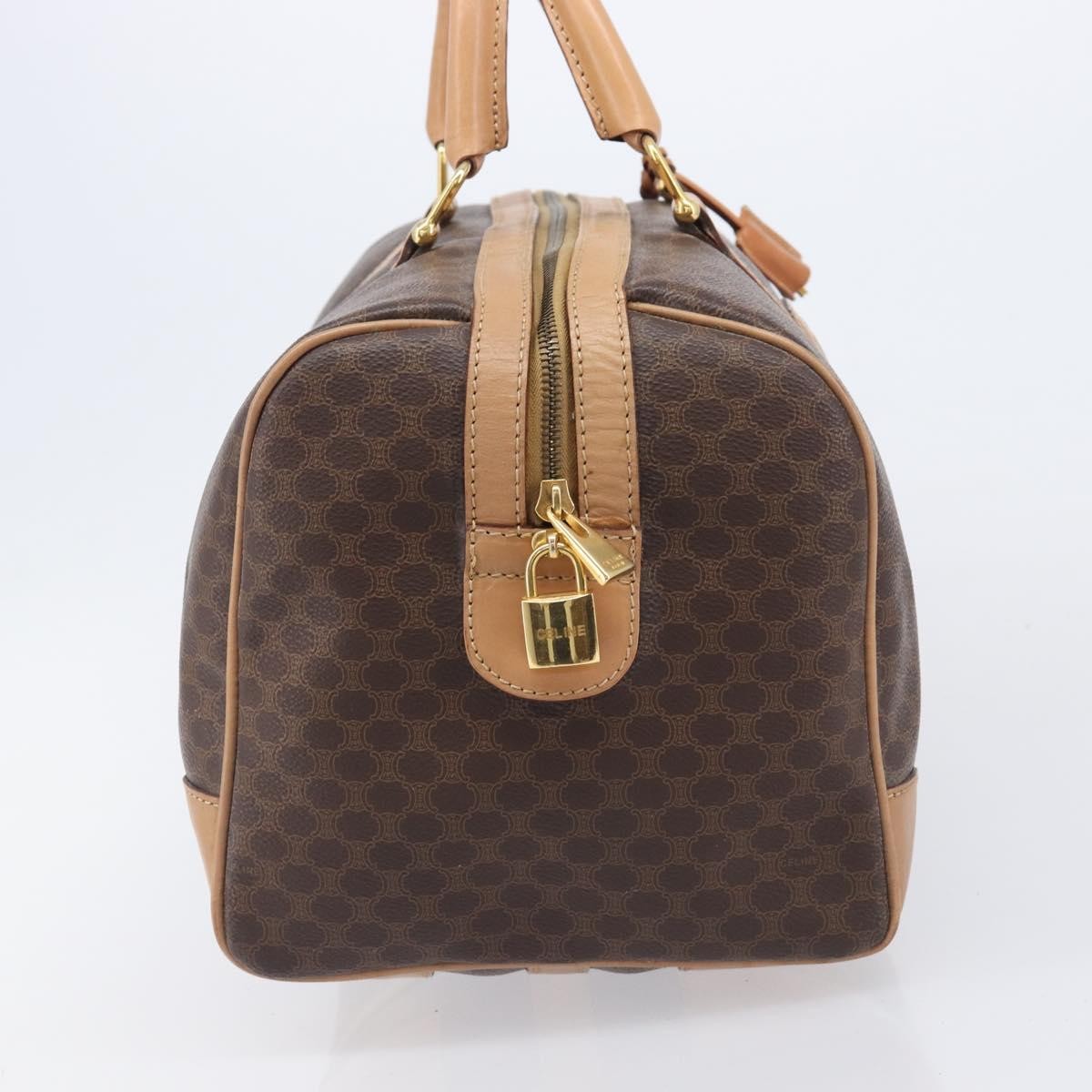 Celine Vintage Duffle Macadam Coated Canvas Brown Pvc Handbag (Pre-Owned)