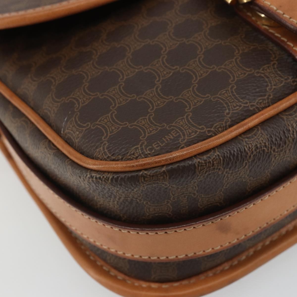 Celine Vintage Macadam Canvas And Leather Brown Canvas Shoulder Bag Bag (Pre-Owned)