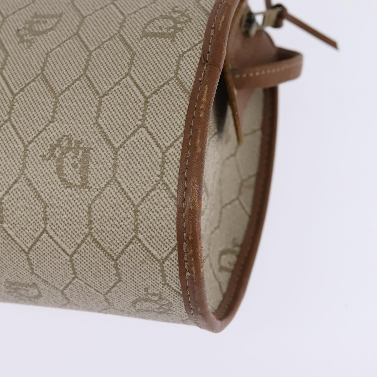 Christian Dior Vintage Honeycomb Canvas And Leather Beige Canvas Bag (Pre-Owned)