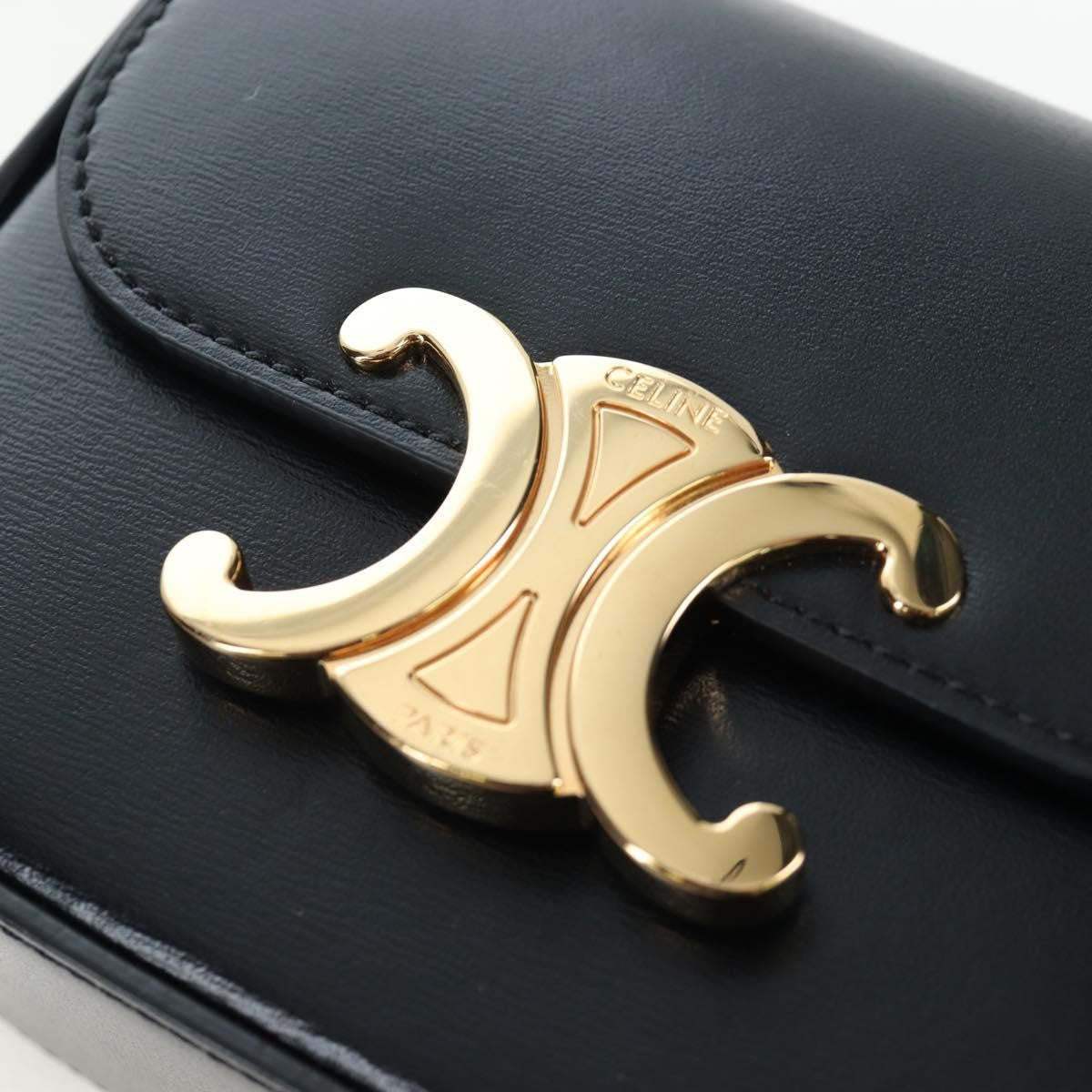 Celine Triomphe Smooth Calfskin Black Leather Shoulder Bag Bag (Pre-Owned)