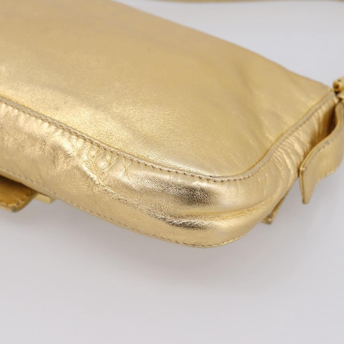 Fendi Mamma Baguette Zucca Jacquard Velvet Gold Leather Shoulder Bag Bag (Pre-Owned)