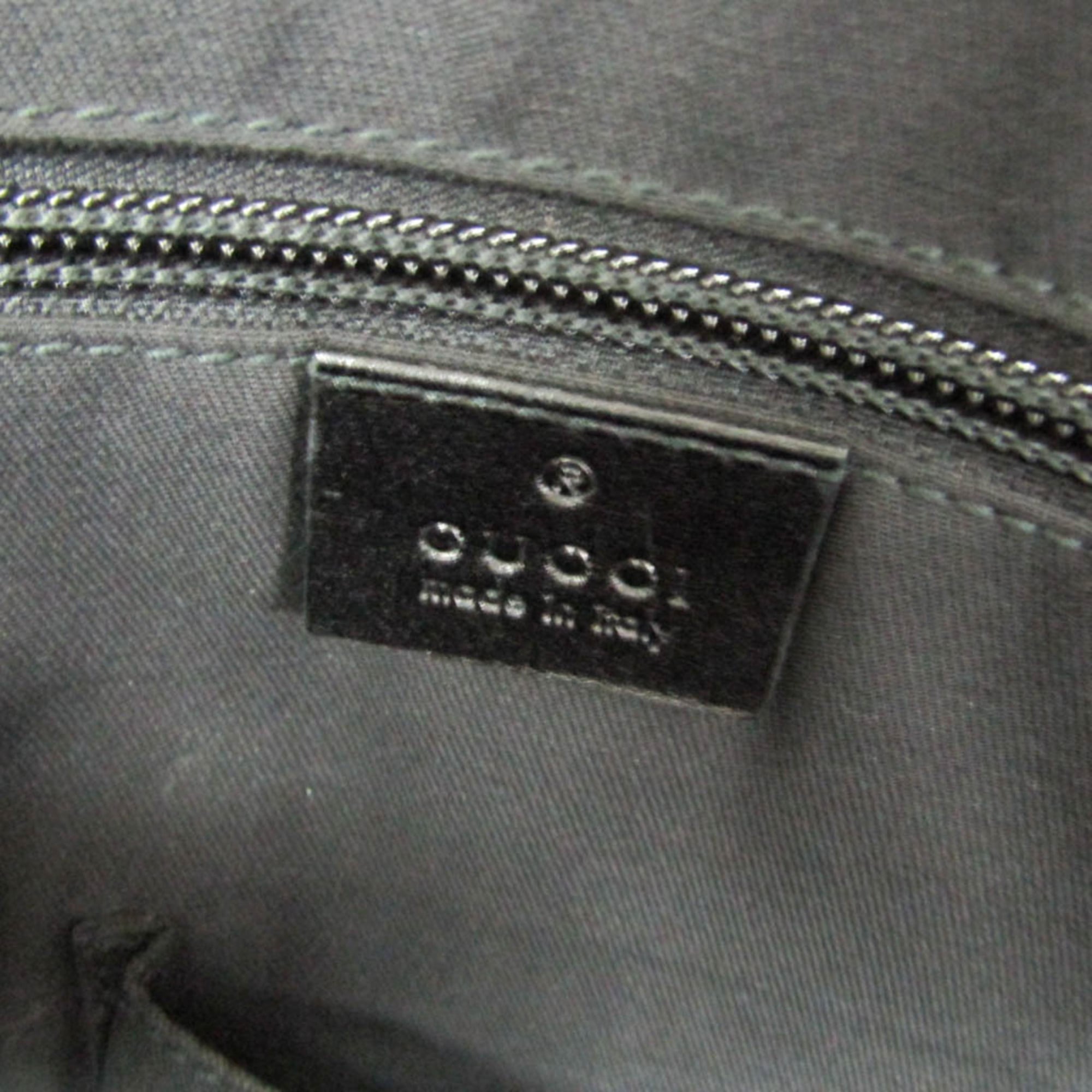Gucci Convertible Briefcase Guccissima Leather Black Leather Briefcase Bag (Pre-Owned)