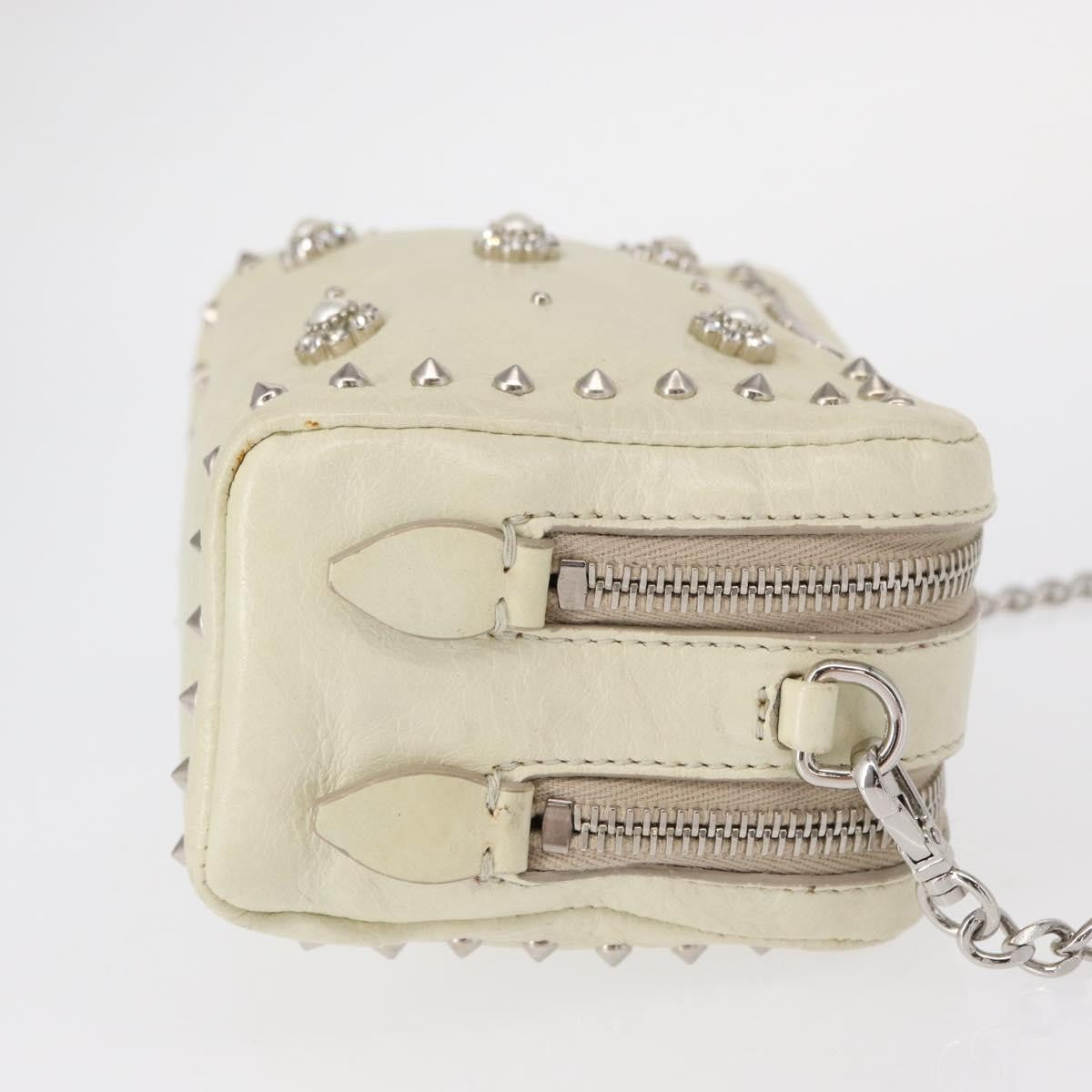 Miu Miu Chain Leather Ecru Leather Shoulder Bag Bag (Pre-Owned)