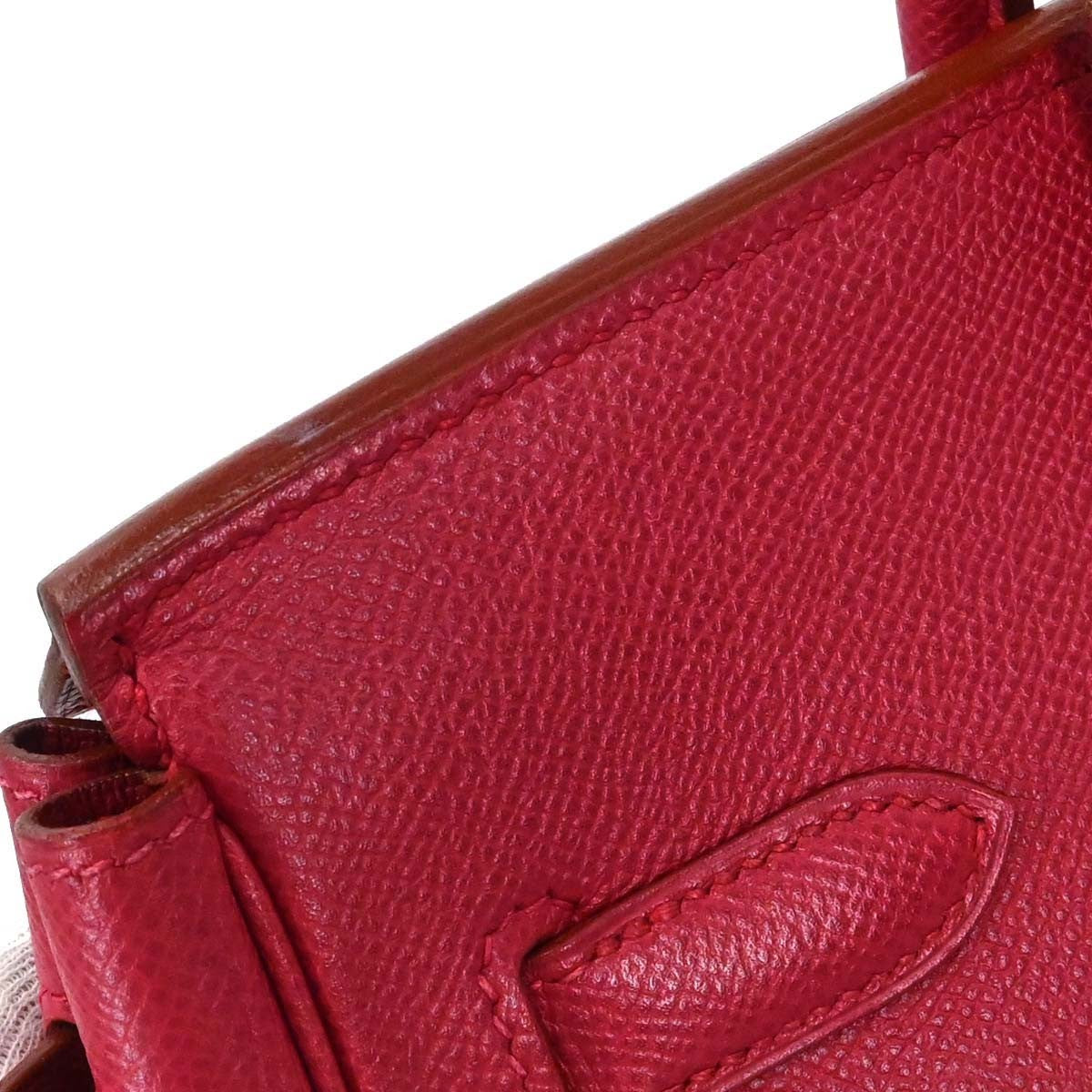 Hermes Birkin Red Courchevel With Gold Hardware Red Leather Handbag (Pre-Owned)