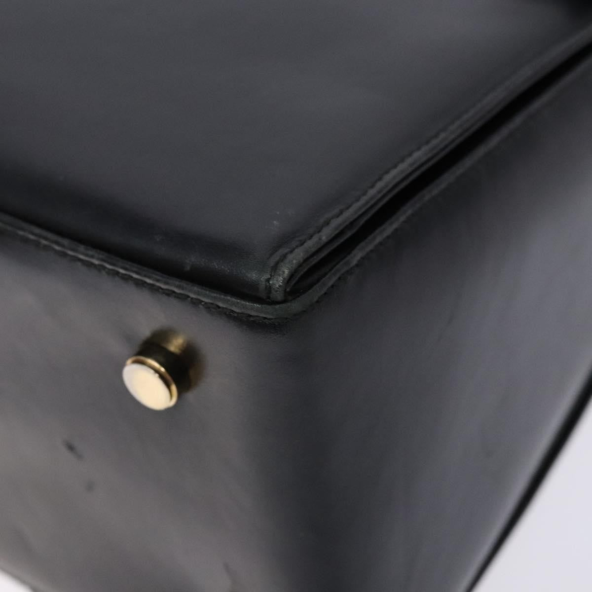 Salvatore Ferragamo Gancini Convertible Top Handle Leather Black Leather Handbag (Pre-Owned)