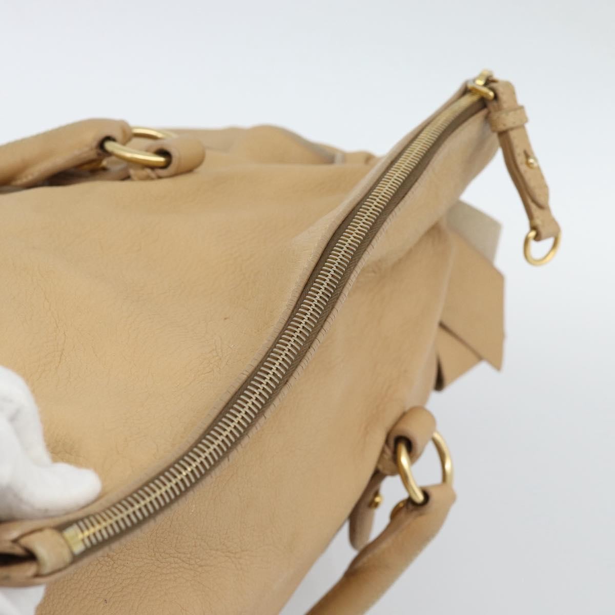 Miu Miu Convertible Satchel Leather Beige Leather Handbag (Pre-Owned)