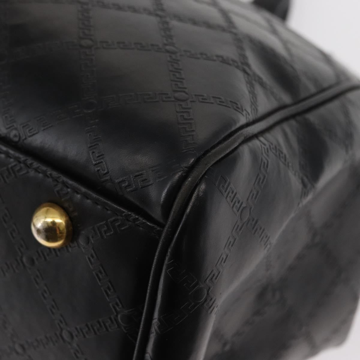 Versace Vintage Sun Duffle Embossed Leather Yellow Leather Handbag (Pre-Owned)