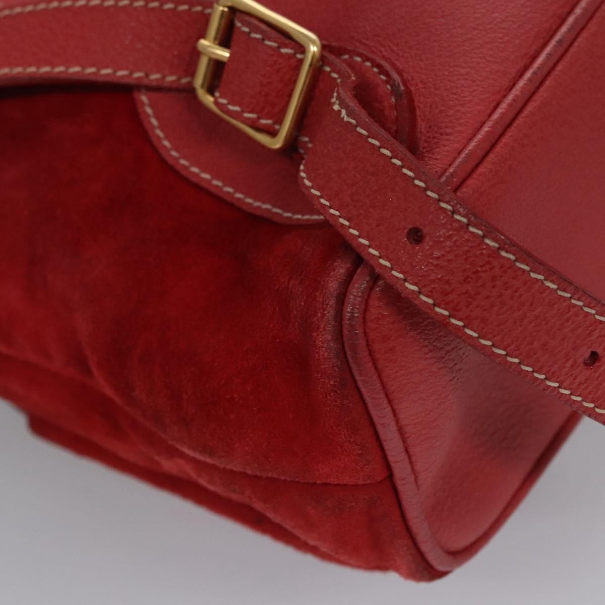 Gucci Vintage Bamboo Suede And Leather Red Suede Backpack Bag (Pre-Owned)