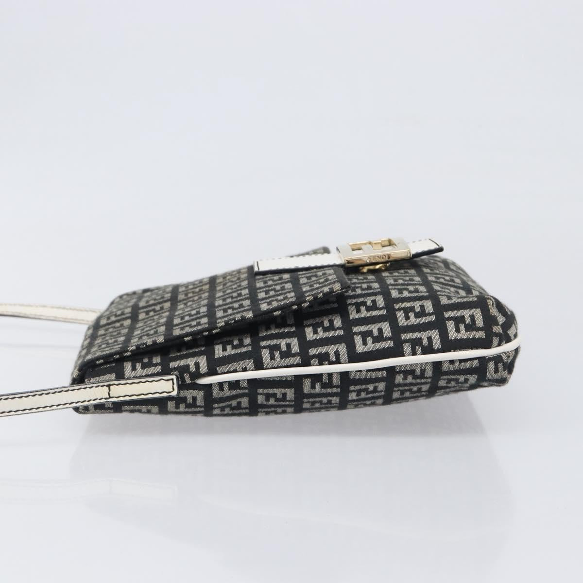 Fendi Vintage Flap Zucchino Canvas Black Canvas Crossbody Bag Bag (Pre-Owned)