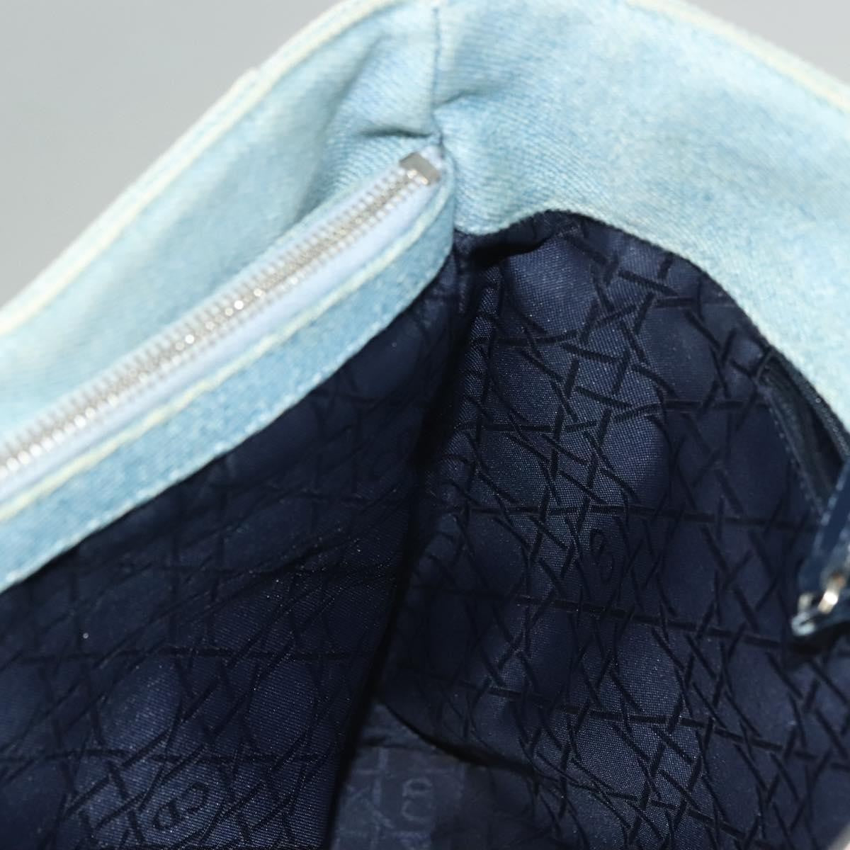 Christian Dior Vintage Lady Dior Cannage Quilt Denim Blue Canvas Tote Bag Bag (Pre-Owned)