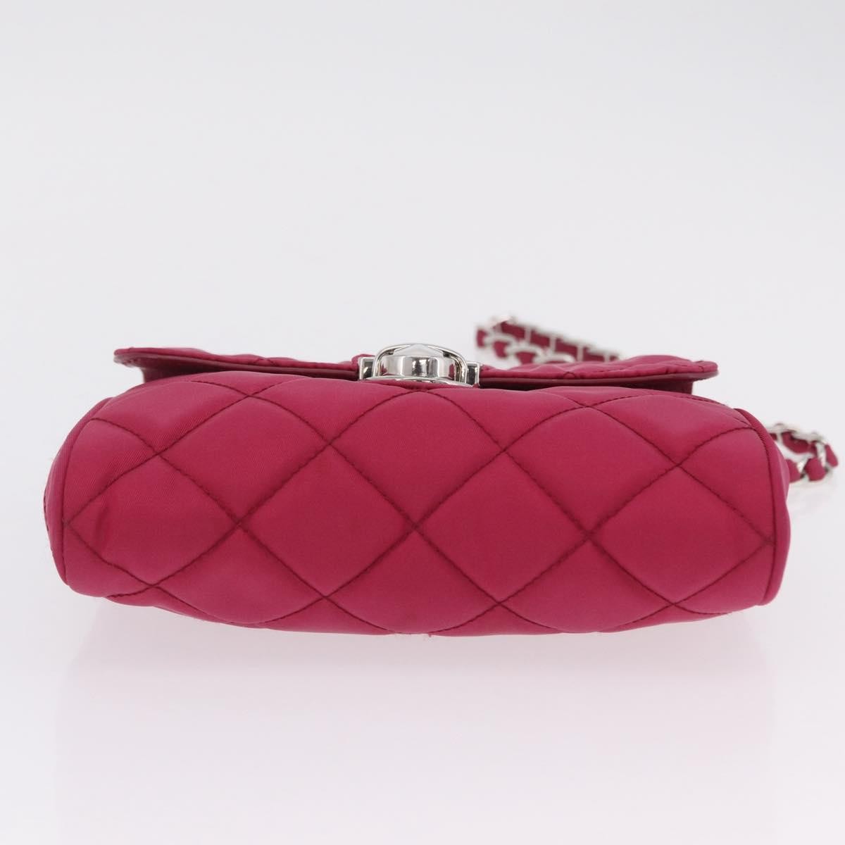 Prada Pushlock Chain Flap Quilted Tessuto Pink Nylon Handbag (Pre-Owned)