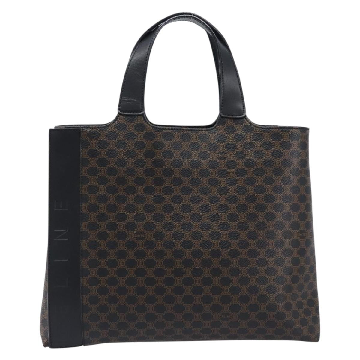 Celine Vintage Macadam Canvas And Leather Black Canvas Handbag (Pre-Owned)
