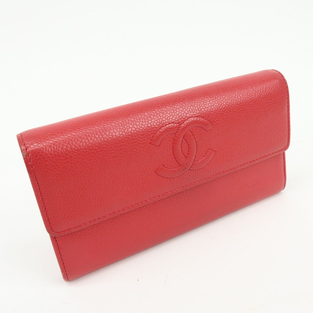 Chanel Timeless Cc Flap Caviar Red Calfskin Wallets Accessory (Pre-Owned)
