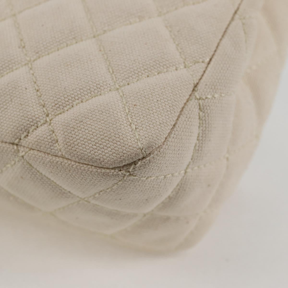 Chanel Cruise Flap Quilted Canvas White Canvas Handbag (Pre-Owned)