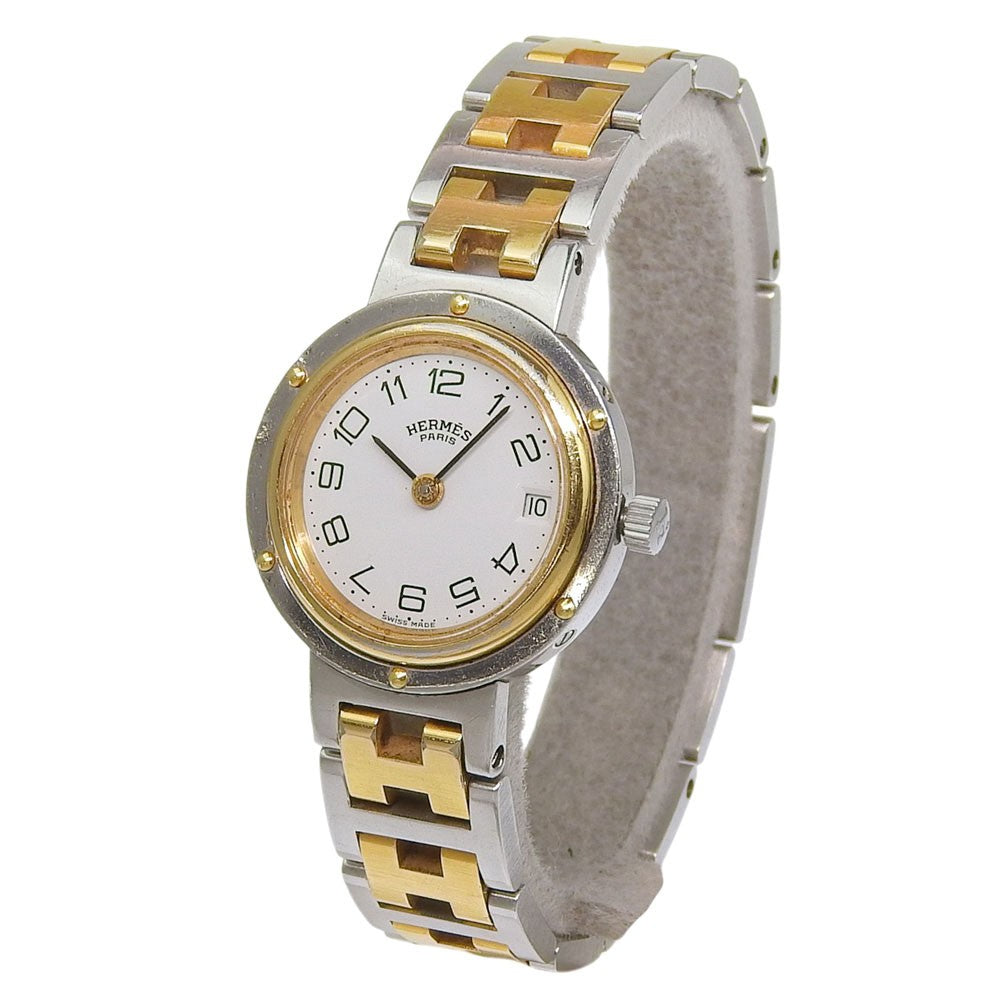 Hermes Clipper Quartz Stainless Steel With Plated Metal Watch (Pre-Owned)