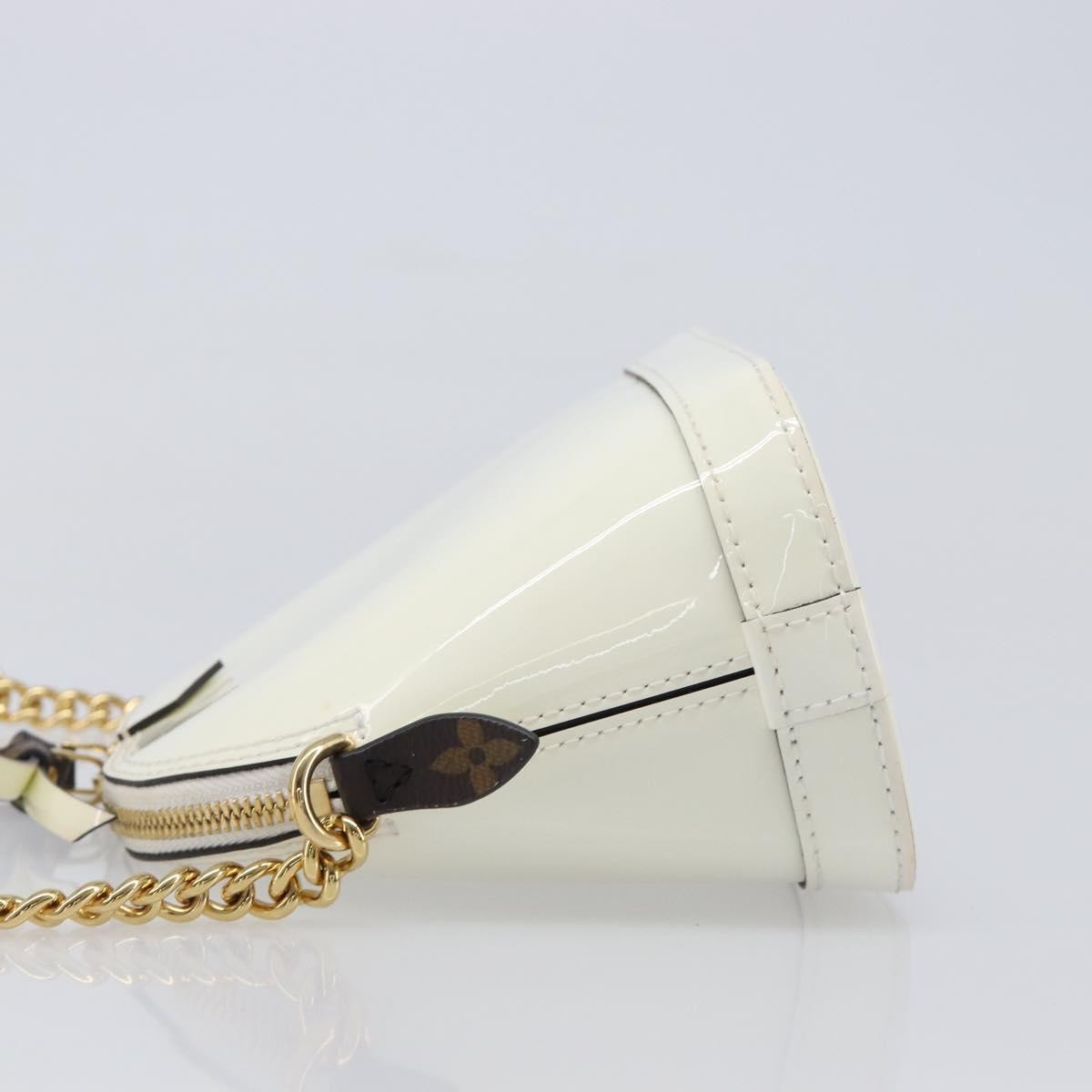 Louis Vuitton Alma Chain Vernis With Monogram Canvas White Patent_Leather Handbag (Pre-Owned)