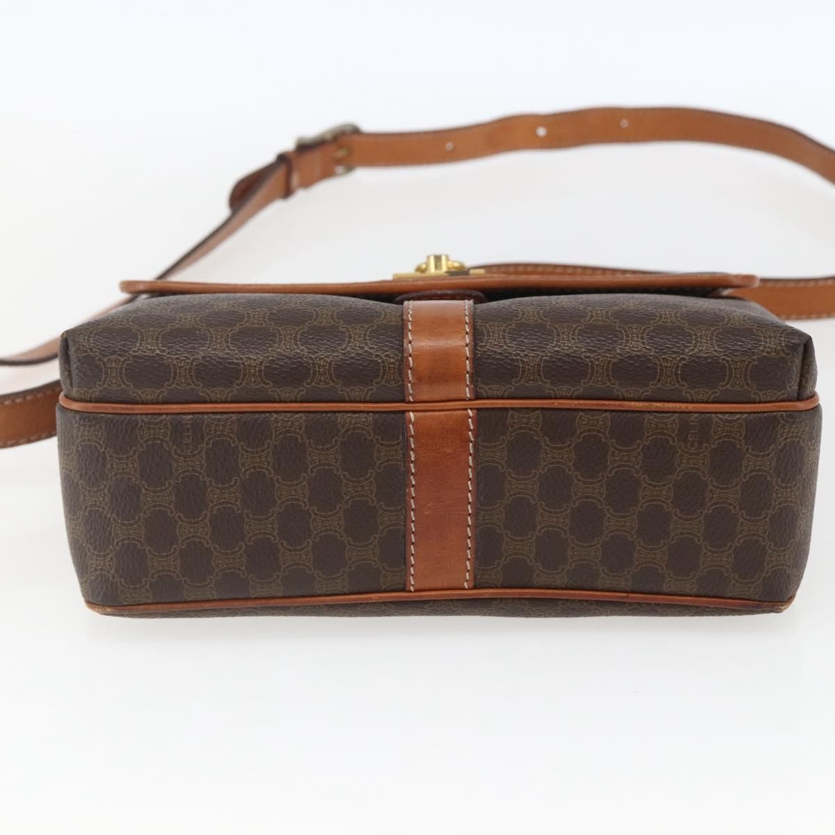 Celine Vintage Macadam Canvas And Leather Brown Canvas Shoulder Bag Bag (Pre-Owned)