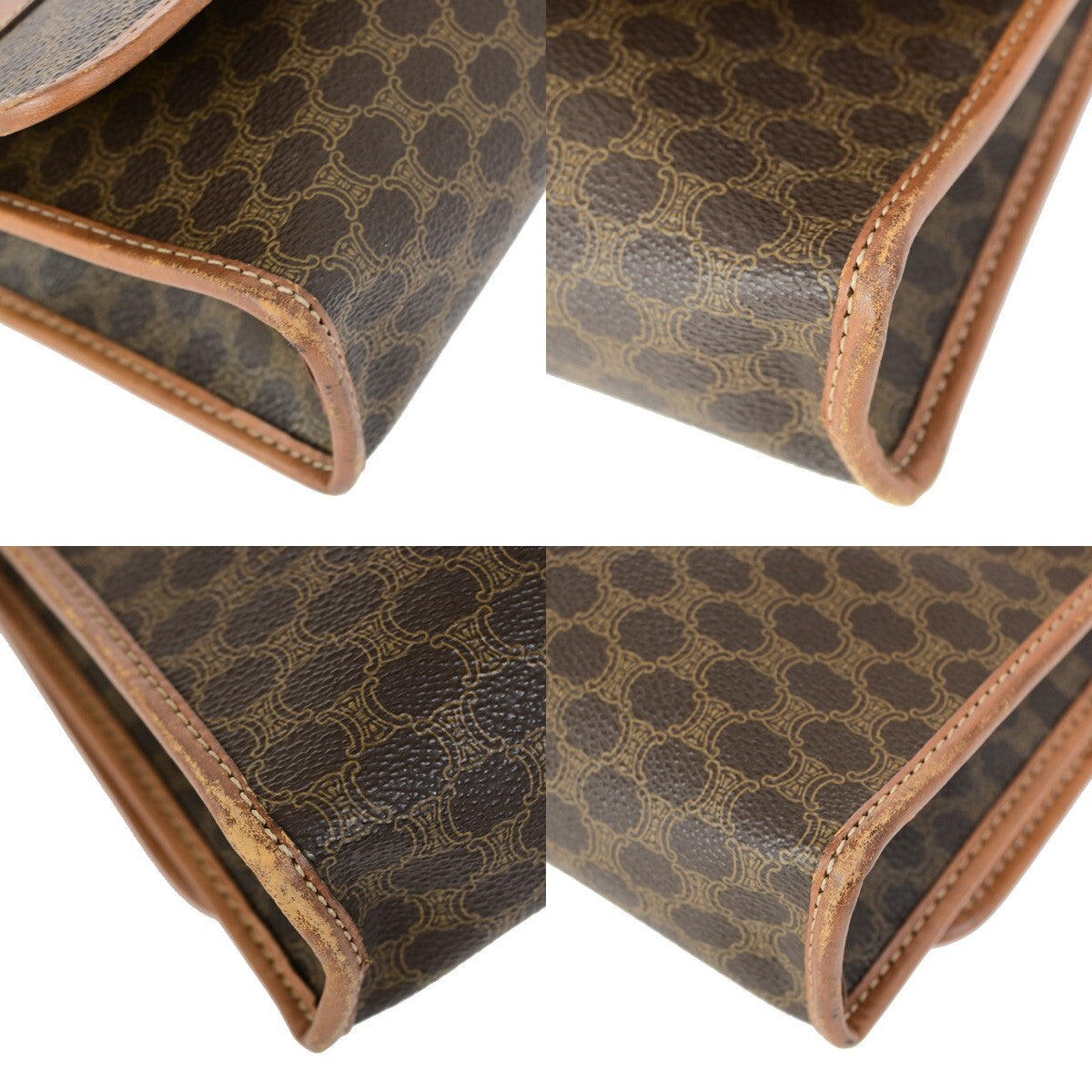 Celine Vintage Macadam Canvas And Leather Brown Canvas Shoulder Bag Bag (Pre-Owned)