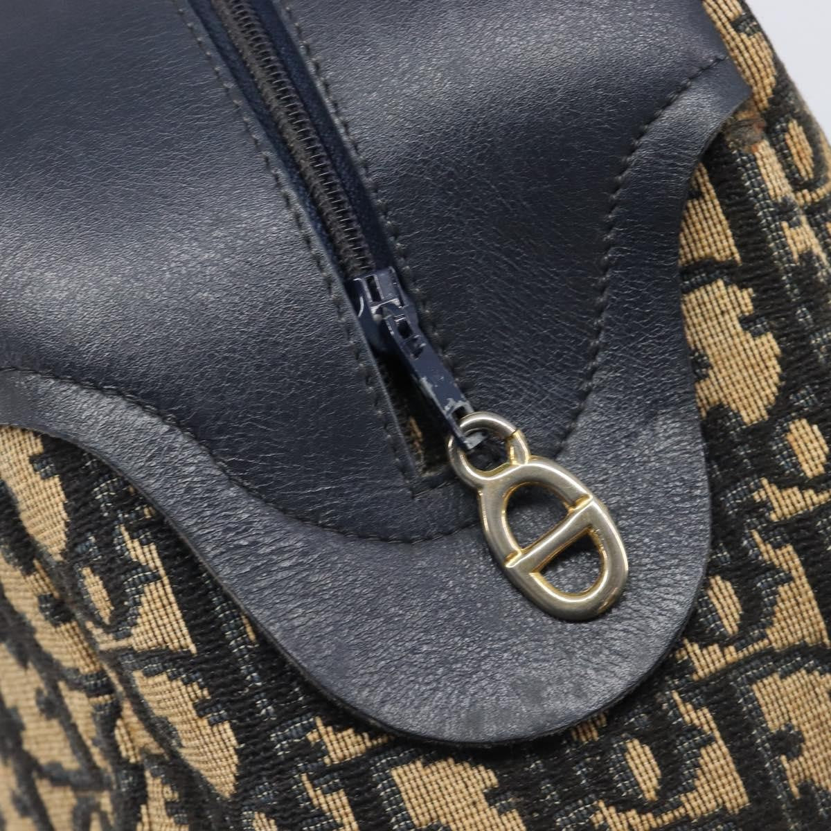 Christian Dior Detective Handle Leather Navy Canvas Handbag (Pre-Owned)