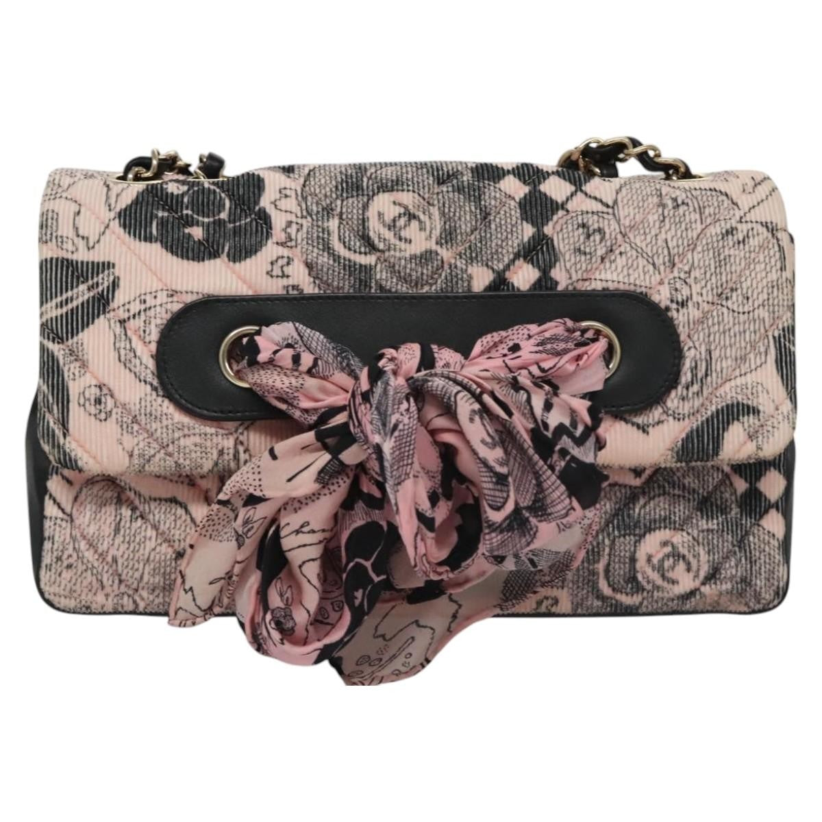 Chanel Flap Shoulder Canvas Pink Cotton Shoulder Bag Bag (Pre-Owned)