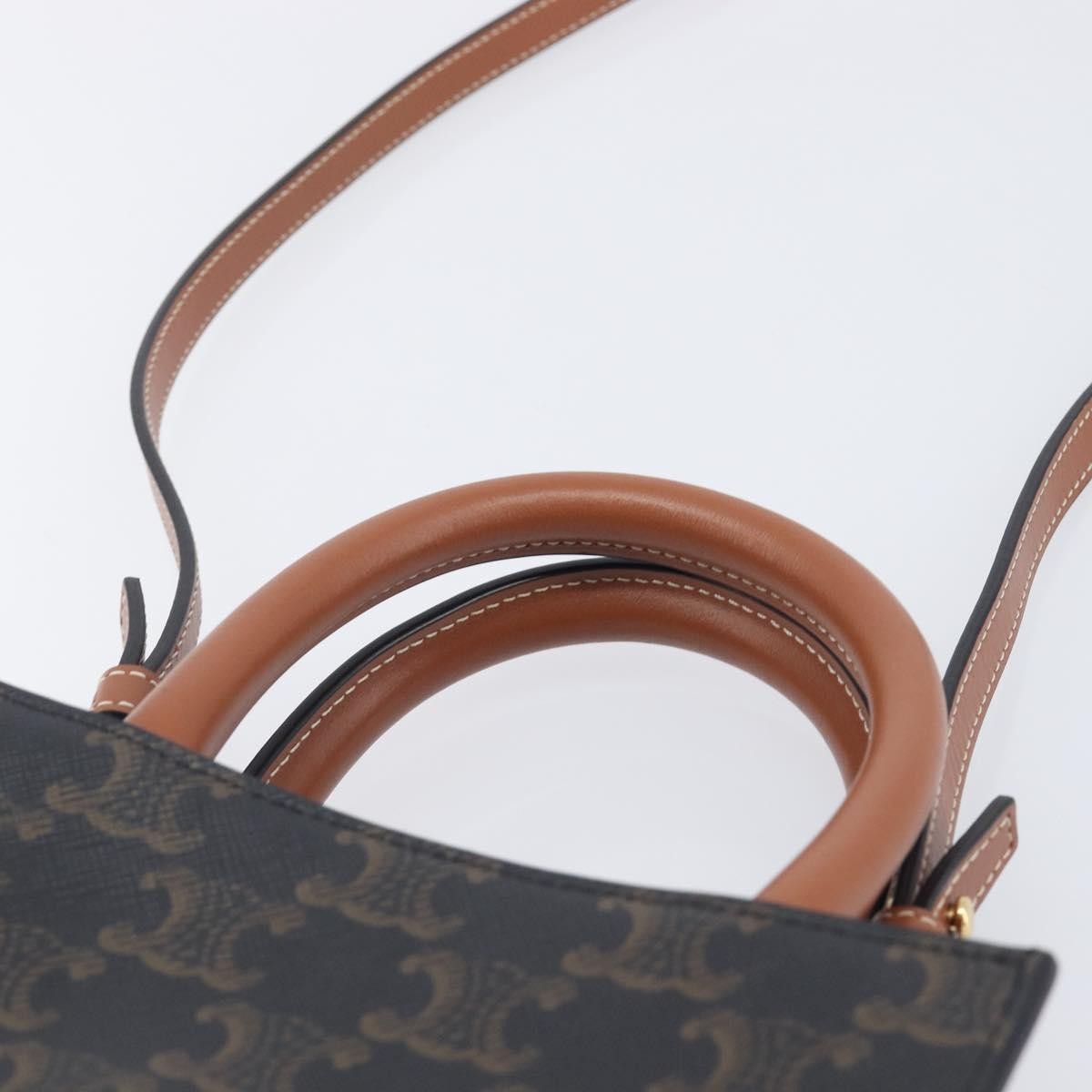 Celine Vertical Cabas Triomphe Coated Canvas Black Canvas Tote Bag Bag (Pre-Owned)