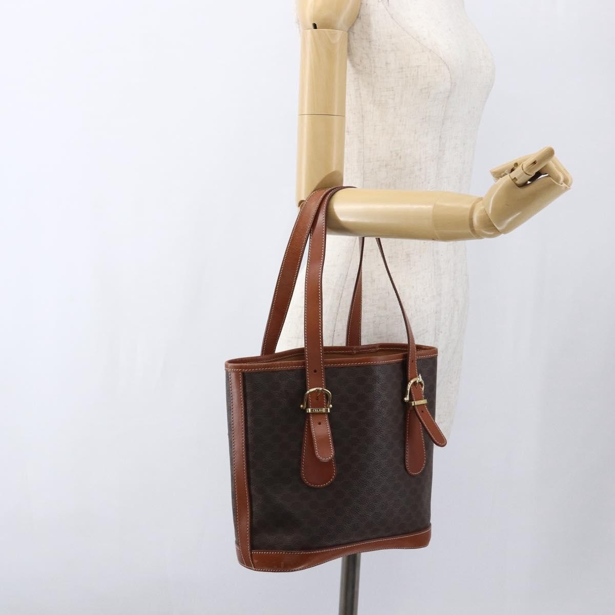 Celine Vintage Macadam Canvas And Leather Brown Canvas Handbag (Pre-Owned)