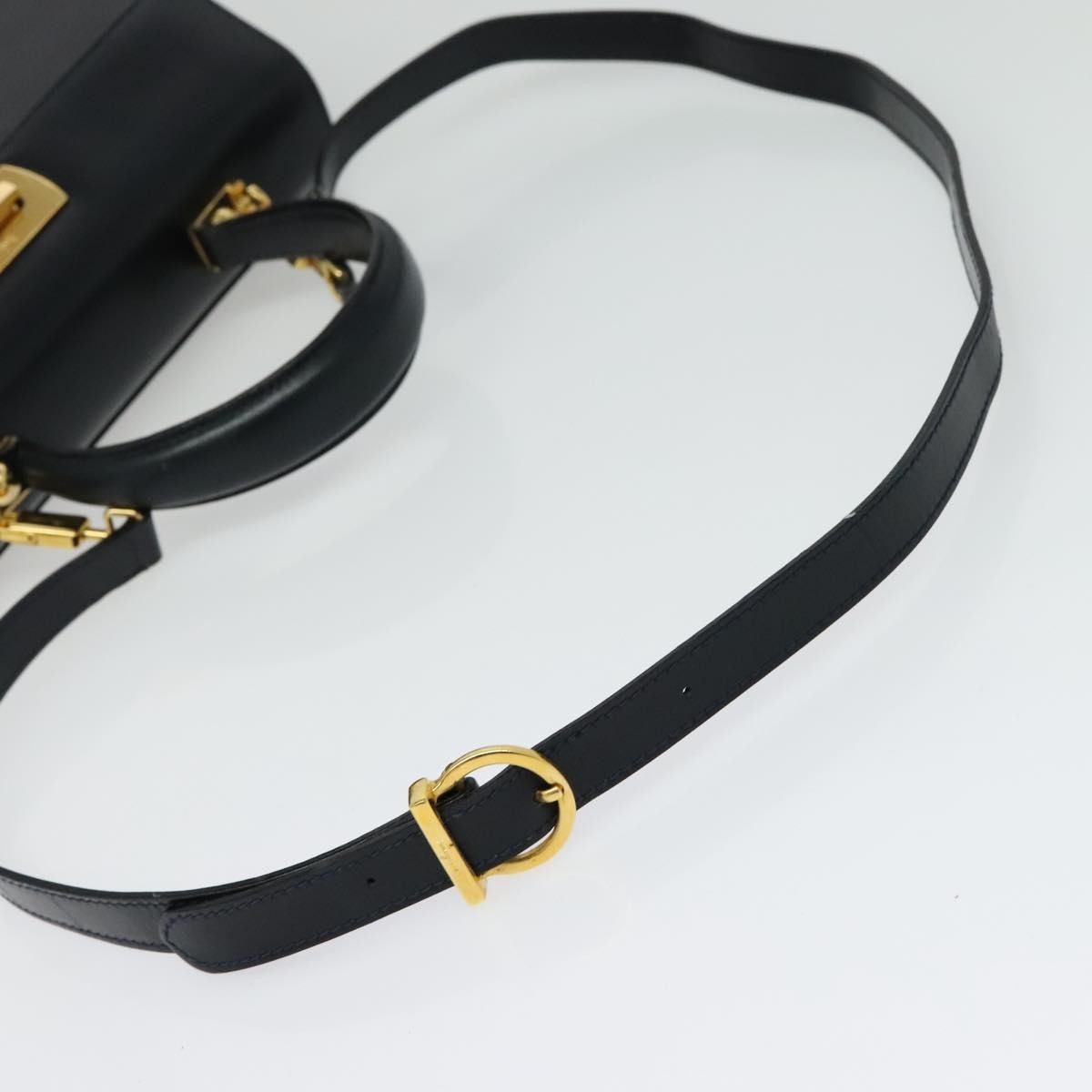 Salvatore Ferragamo Gancini Convertible Top Handle Leather Black Leather Handbag (Pre-Owned)