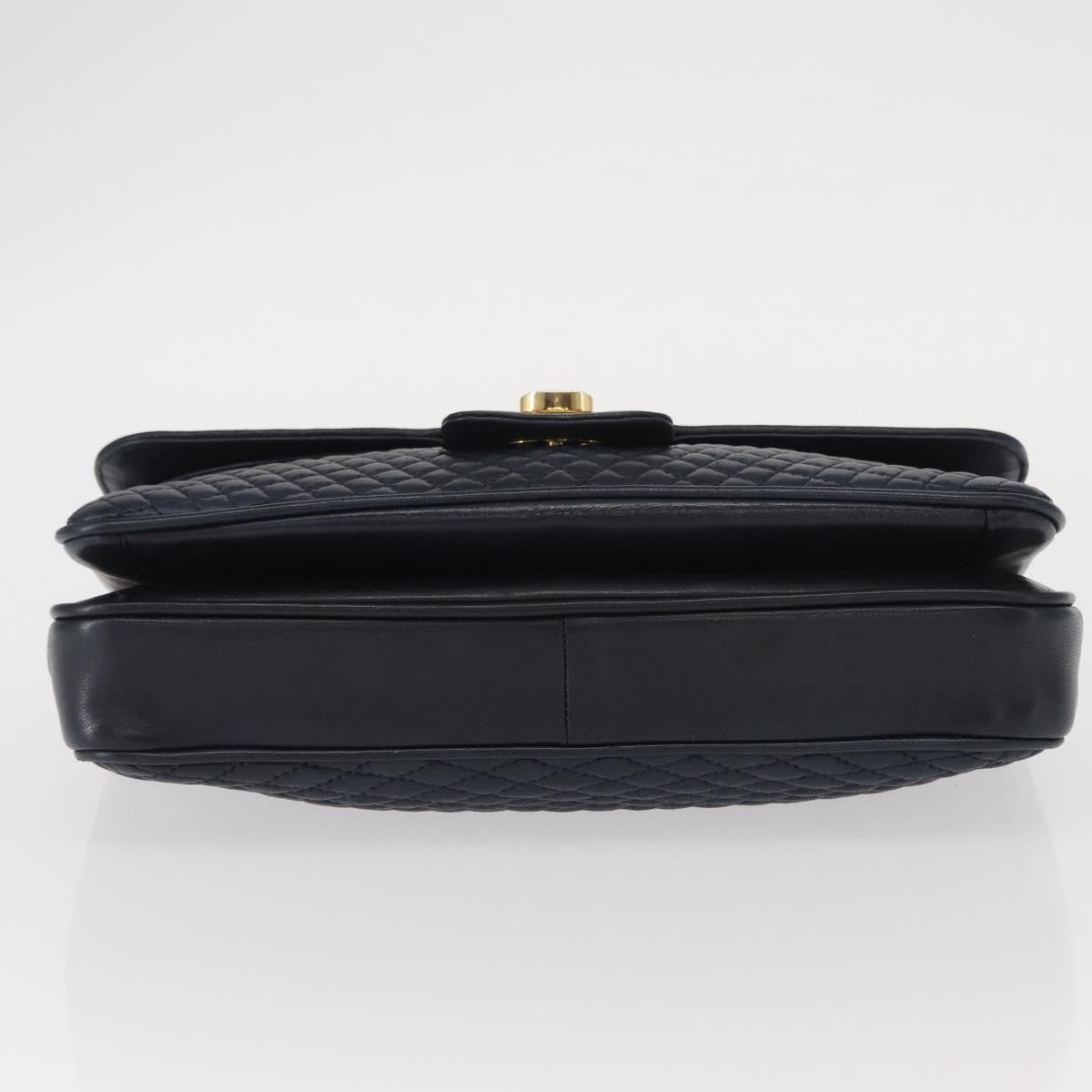 Bally Vintage Leather Navy Leather Shoulder Bag Bag (Pre-Owned)