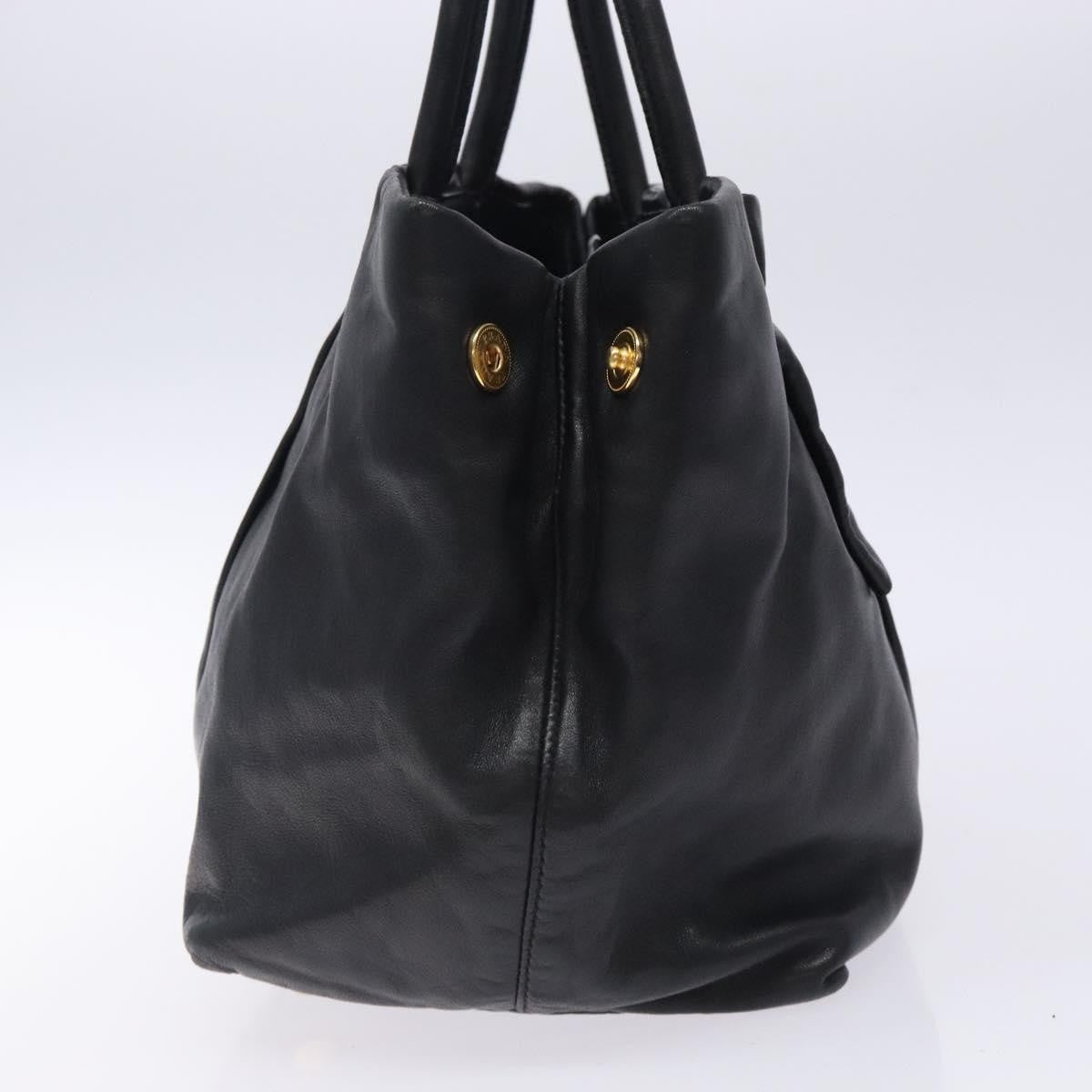 Prada Bow Tote Leather Black Leather Tote Bag Bag (Pre-Owned)