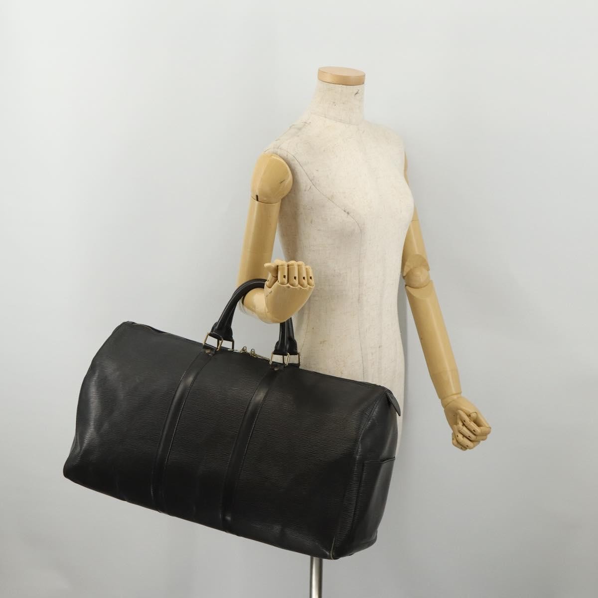 Louis Vuitton Keepall Epi Leather Black Leather Travel Bag Bag (Pre-Owned)