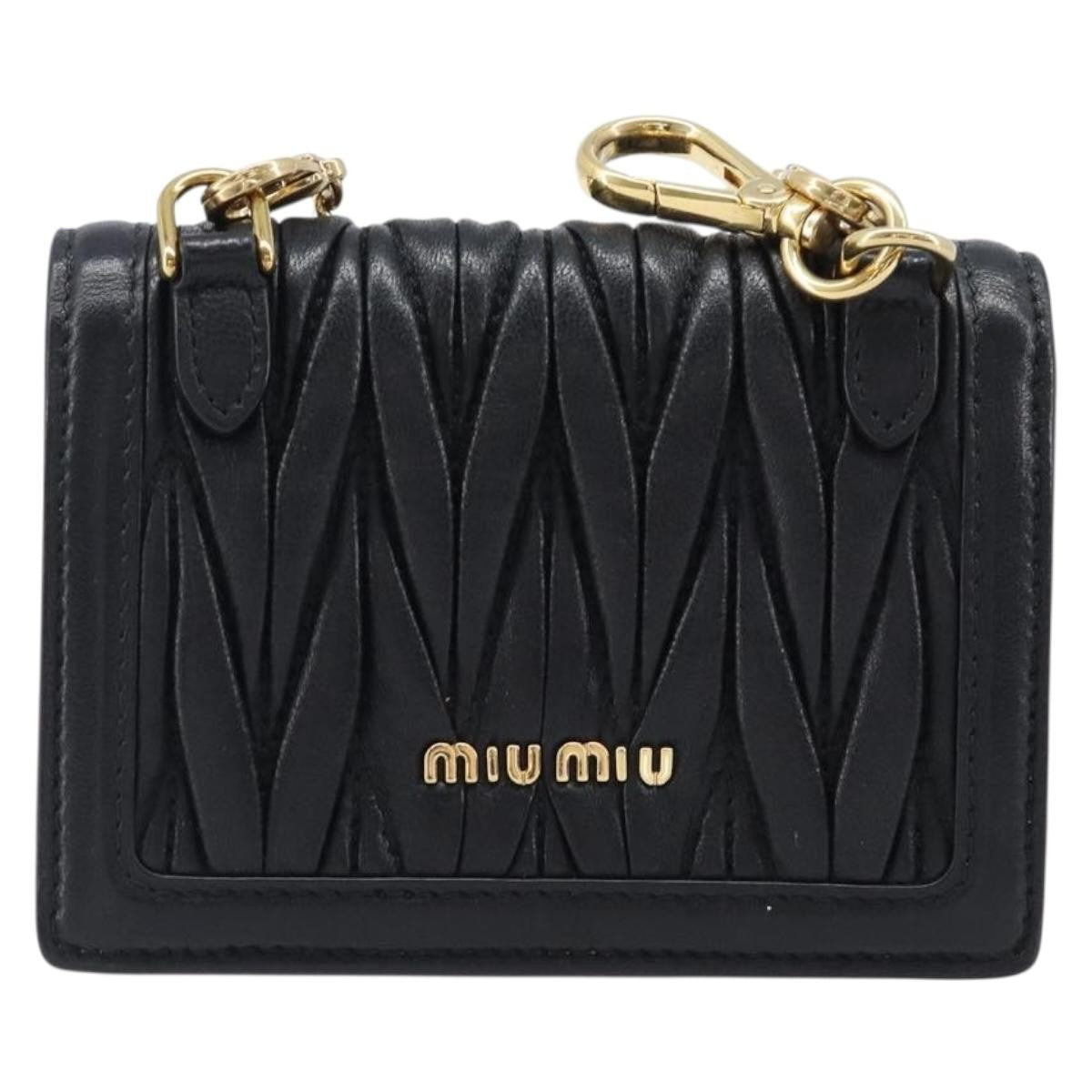 Miu Miu Biker Chain Matelasse Leather Black Leather Shoulder Bag Bag (Pre-Owned)