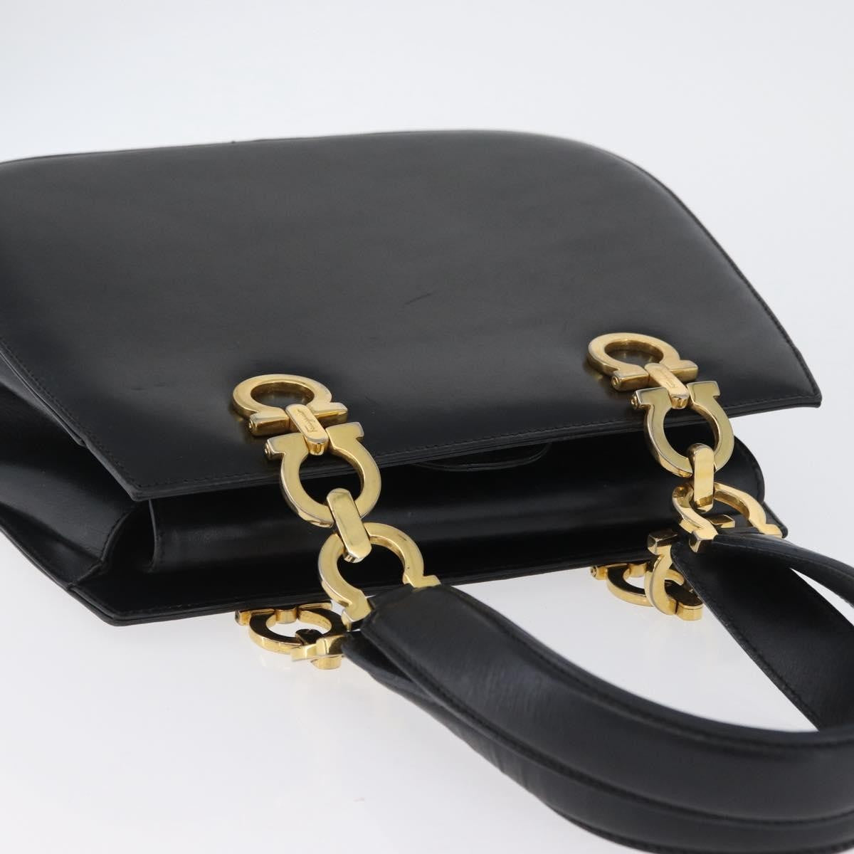 Salvatore Ferragamo Gancini Leather Black Leather Handbag (Pre-Owned)