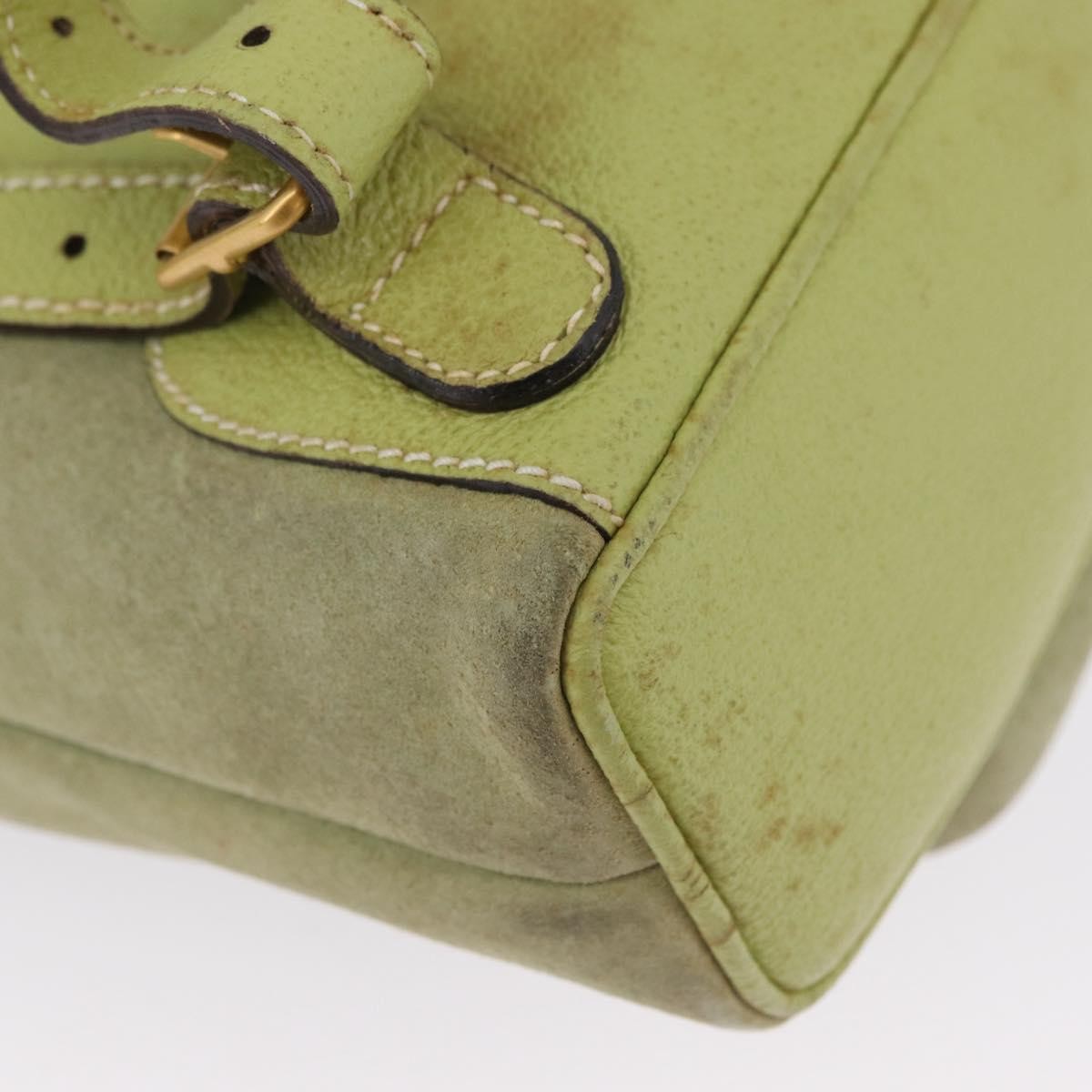 Gucci Gucci Bamboo Daim Green Suede Backpack Bag (Pre-Owned)