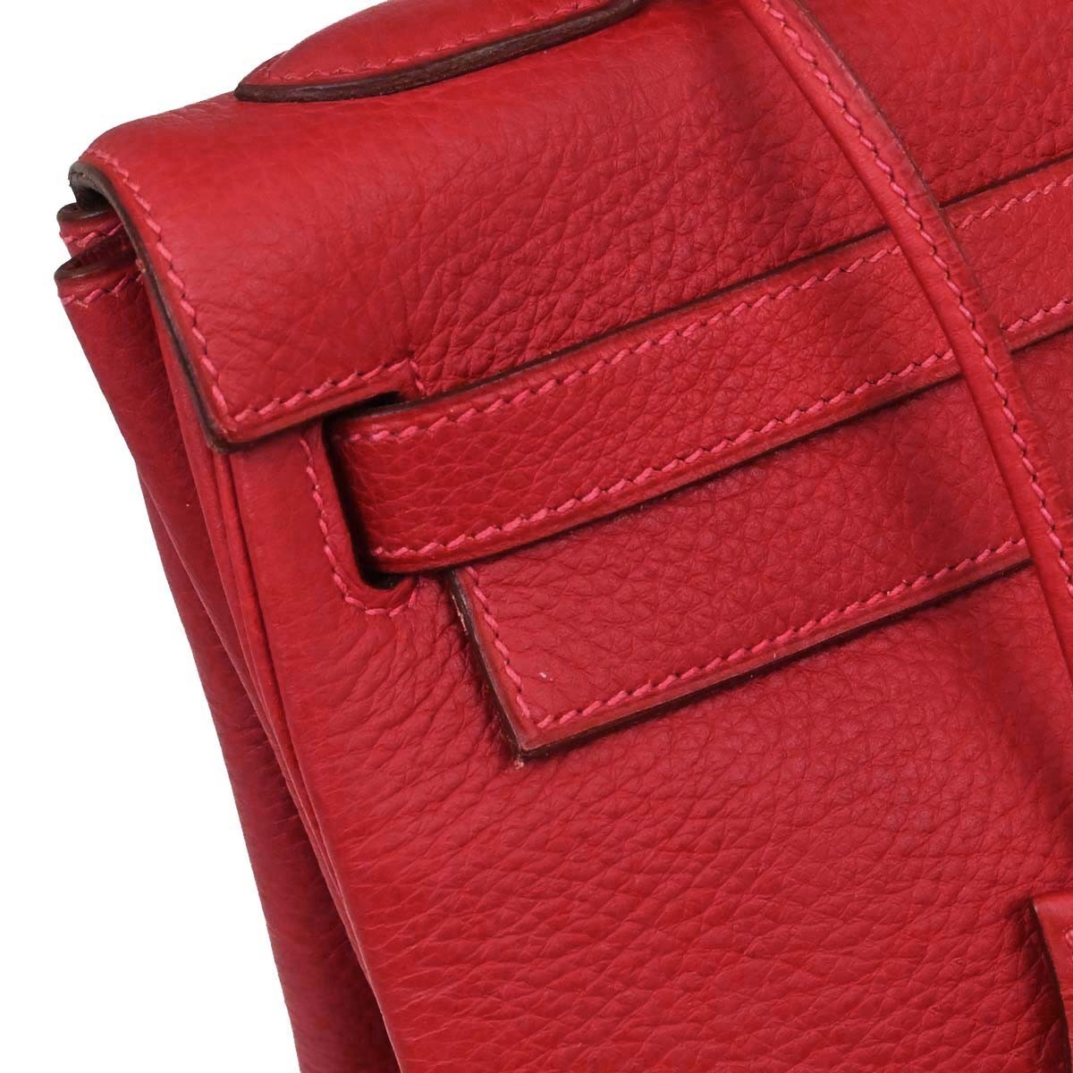 Hermes Kelly Red Togo With Gold Hardware Red Leather Handbag (Pre-Owned)