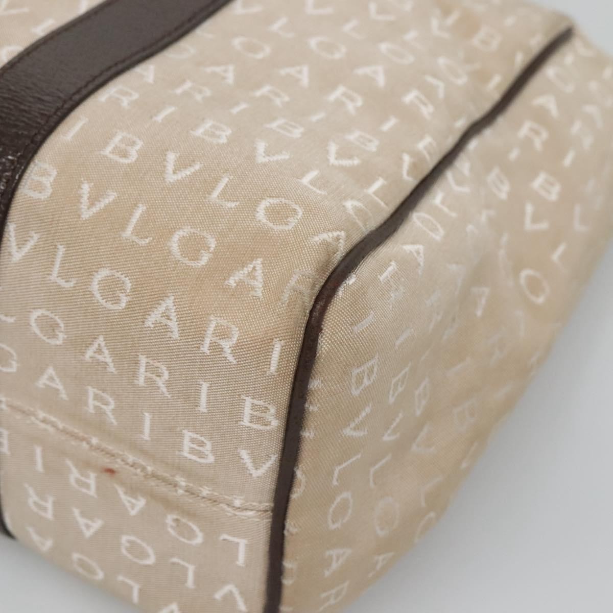 Bvlgari B.Zero1 Logomania Canvas With Leather Beige Canvas Tote Bag Bag (Pre-Owned)