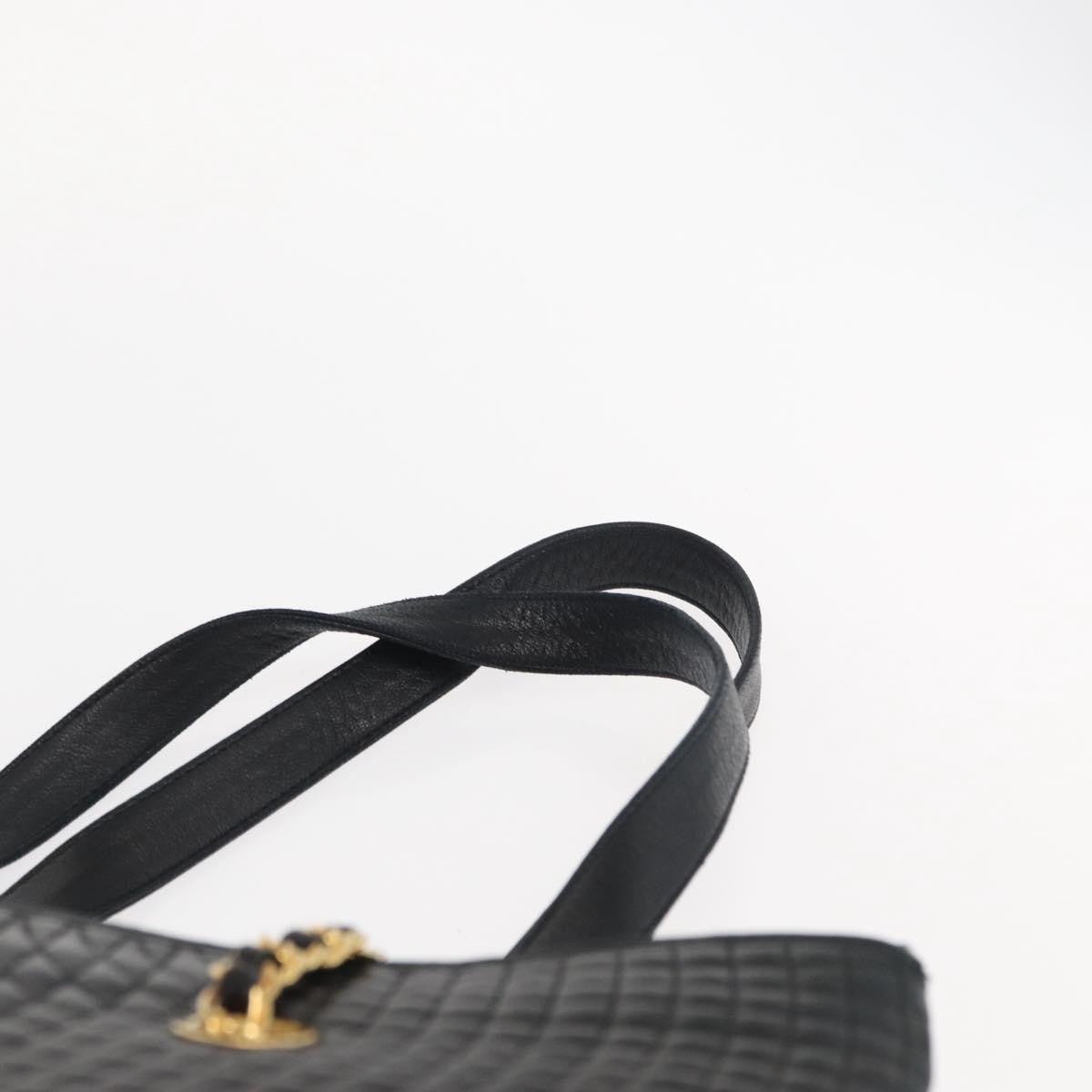Bally Vintage Quilted Leather Black Leather Tote Bag Bag (Pre-Owned)
