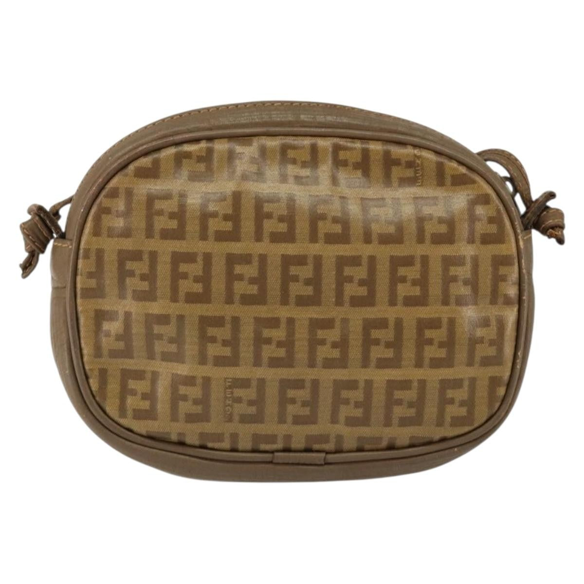 Fendi Zucchino Canvas Beige Canvas Shoulder Bag Bag (Pre-Owned)