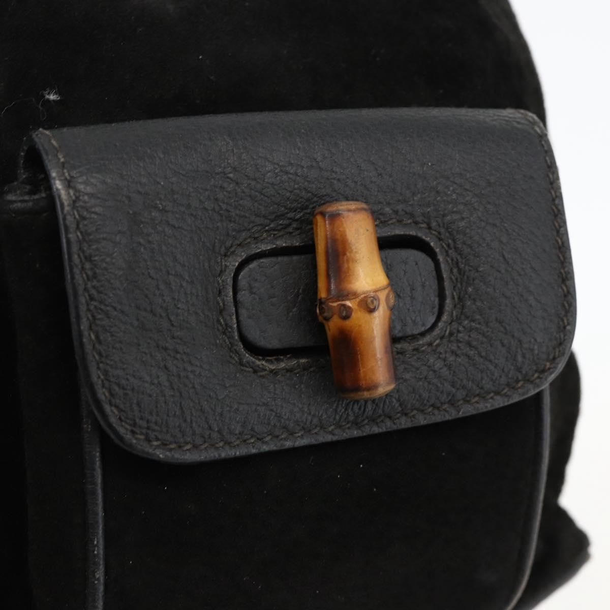 Gucci Gucci Bamboo Daim Black Denim_Jeans Backpack Bag (Pre-Owned)