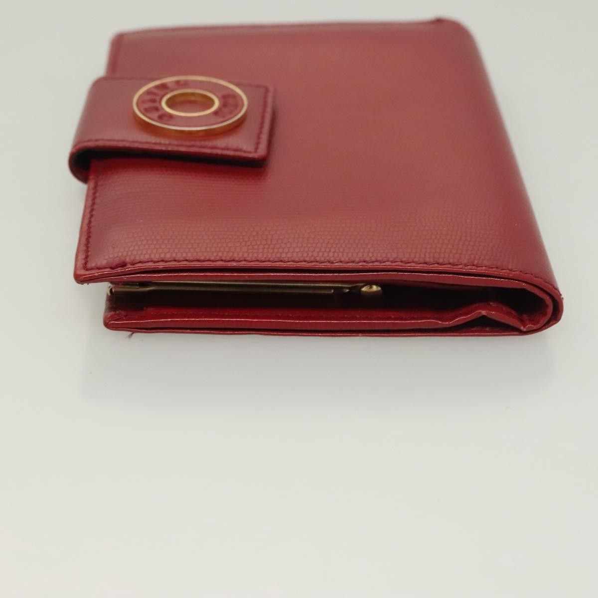 Celine Circle Logo Compact Leather Red Leather Wallets Accessory (Pre-Owned)