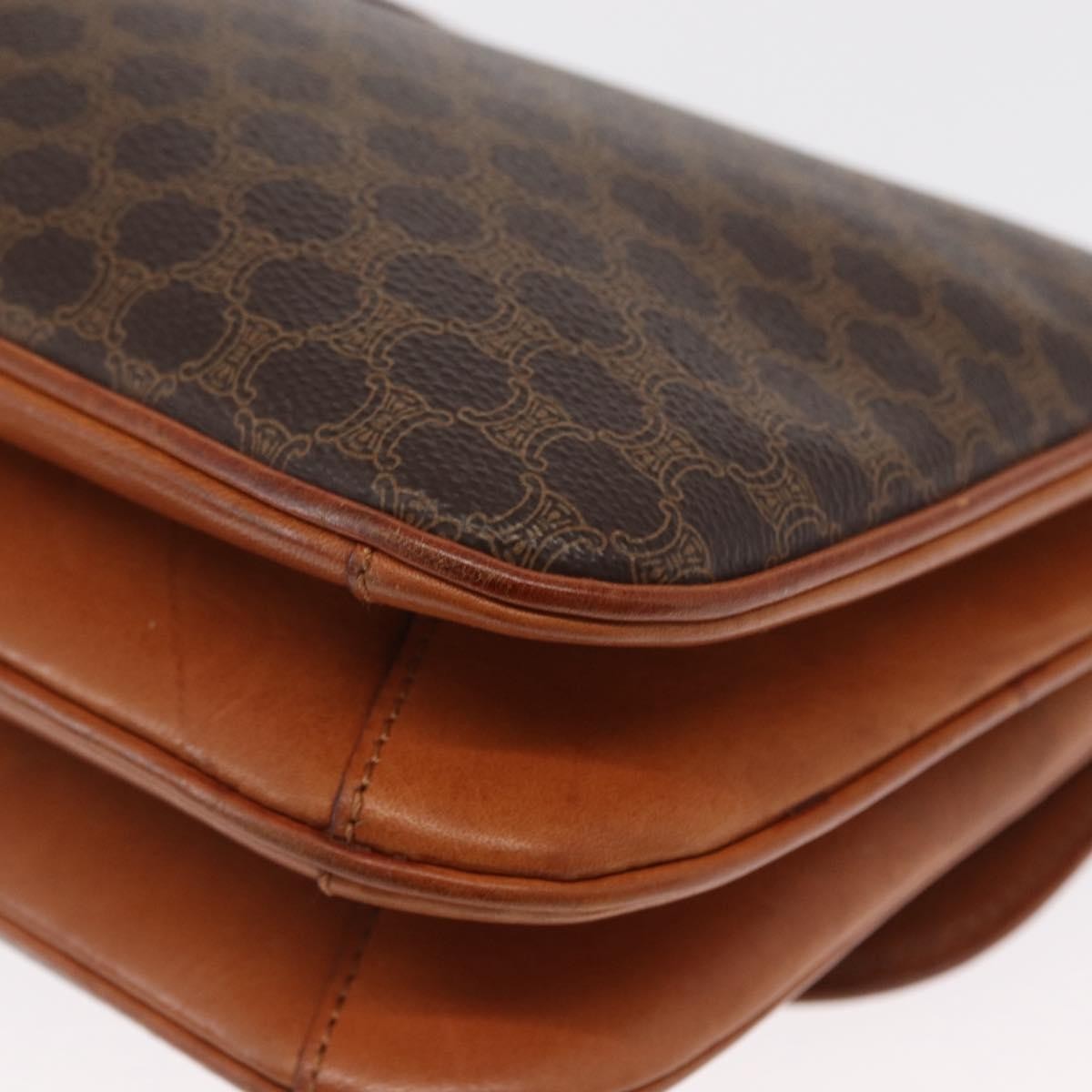Celine Vintage Macadam Canvas And Leather Brown Canvas Shoulder Bag Bag (Pre-Owned)