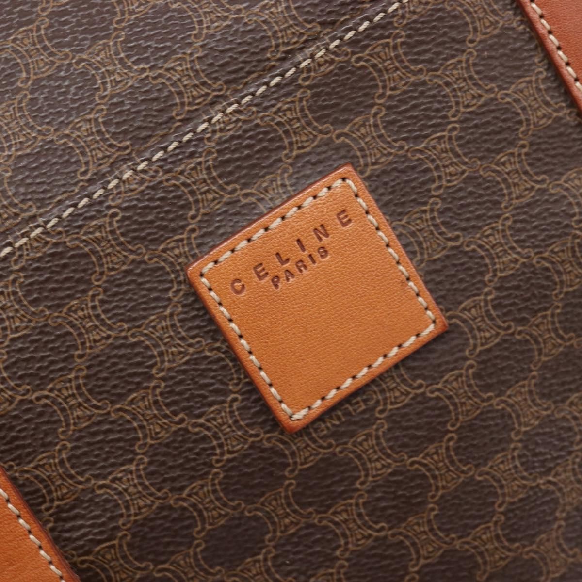 Celine Boston Triomphe Coated Canvas Brown Canvas Handbag (Pre-Owned)