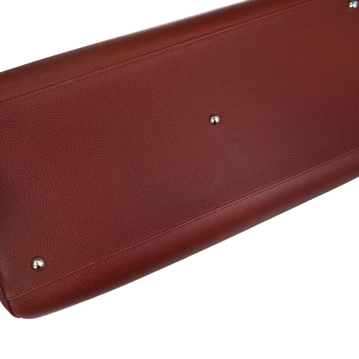 Hermes Paris-Bombay Vache Liegee Burgundy Leather Handbag (Pre-Owned)